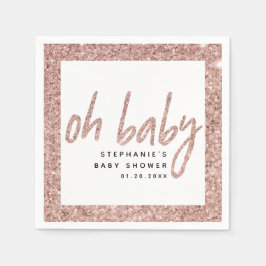 Oh Baby Rose Gold Pink Glitzer Girl Baby Dusche Serviette