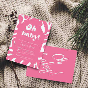 Oh, Baby! Rose pink Schachtel Gingham Babydusche Einladung