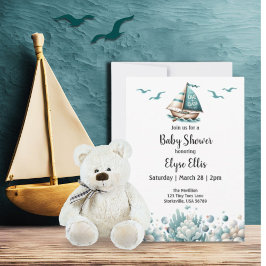 Oh, Baby! Rustic Blue Baby Dusche Einladung
