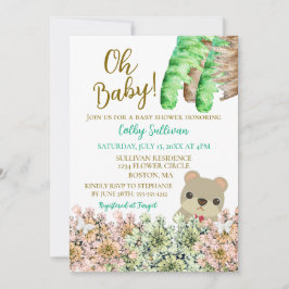 Oh Baby Rustic Greenery Teddy Bear Baby Dusche Einladung