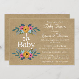 Oh, Baby! Rustic Kraft Blumenkleider Baby Dusche Einladung