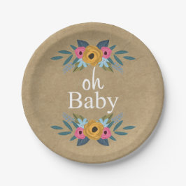 Oh, Baby! Rustic Kraft Blumenkleider Baby Dusche Pappteller