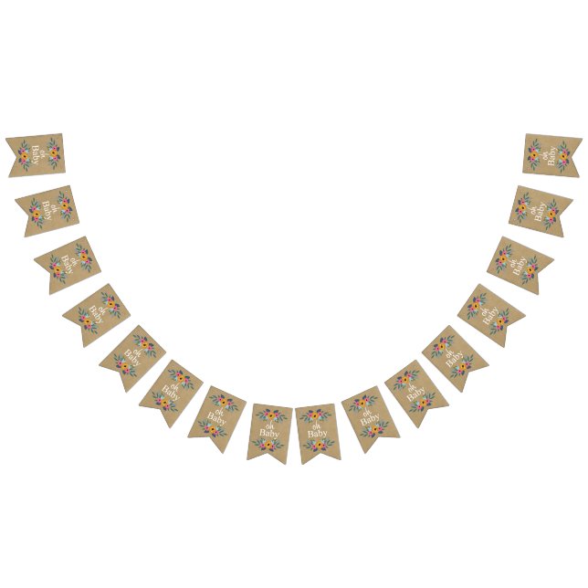 Oh, Baby! Rustic Kraft Blumenkleider Baby Dusche Wimpelkette (Alle)