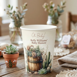 Oh Baby! Rustic Succulents & Cacti Baby Shower Pappbecher