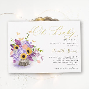 Oh Baby Rustikale Sonnenblumen Schmetterlinge Baby Einladung