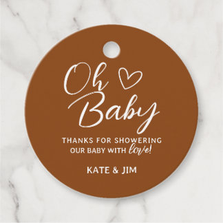 Oh Baby Saddle Brown Baby Dusche Danke Nachricht Geschenkanhänger
