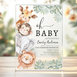 Oh Baby Safari Animal Boy's Baby Shower Acryleinladungen