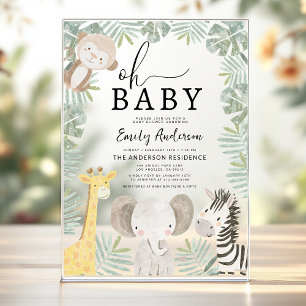Oh Baby Safari Animal Boy's Baby Shower Acryleinladungen
