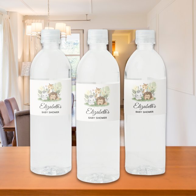 Oh Baby Safari Animals Baby Shower Wasserflaschenetikett (Von Creator hochgeladen)