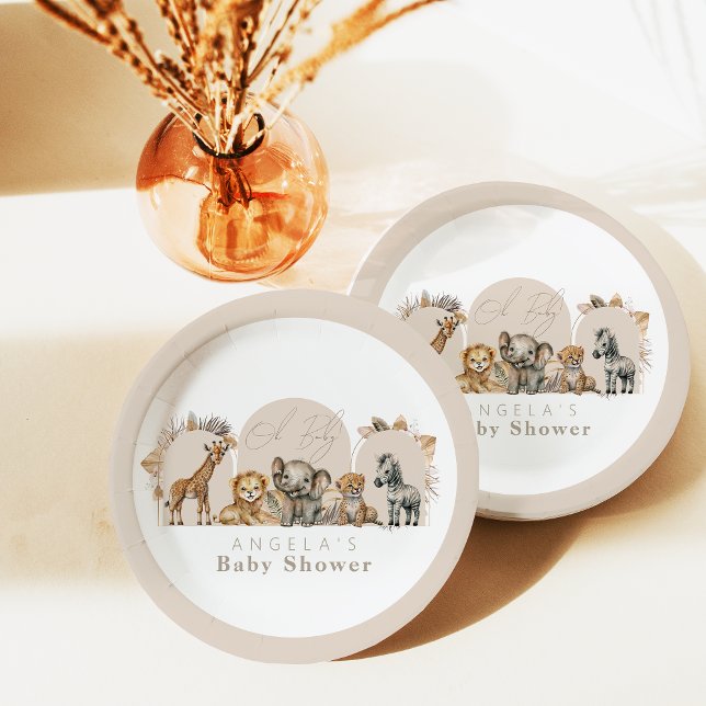 Oh Baby Safari Animals Boho Baby Dusche Pappteller (Von Creator hochgeladen)