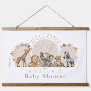 Oh Baby Safari Animals Boho Baby Dusche willkommen Wandteppich Mit Holzrahmen