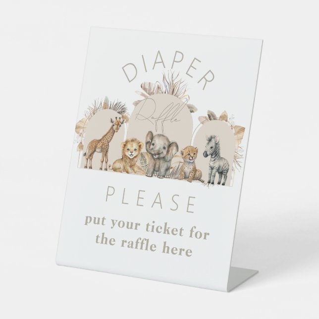 Oh Baby Safari Animals Boho Baby Dusche Windel Sockelschild (Vorderseite)
