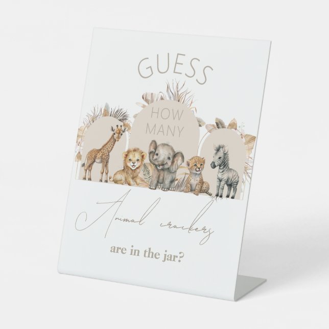 Oh Baby Safari Boho Shower Tiercrackers-Spiel Sockelschild (Vorderseite)
