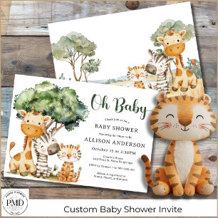 Oh Baby Safari-Tier Geschlechtsneutrale Babyparty Einladung