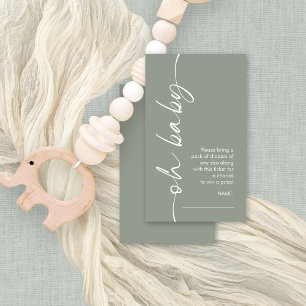 Oh Baby Sage Diaper Raffle Baby Dusche Begleitkarte