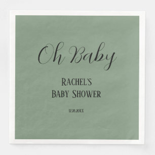 Oh Baby Sage Green Script Niedlich Moderne Babydus Serviette