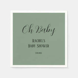 Oh Baby Sage Green Script Niedlich Moderne Babydus Serviette