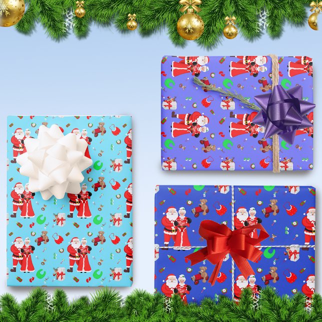 Oh Baby Santa & Mrs Claus Baby Dusche Geschenkpapier Set (Fun Baby Shower or New Baby Christmas gift wrapping paper!)