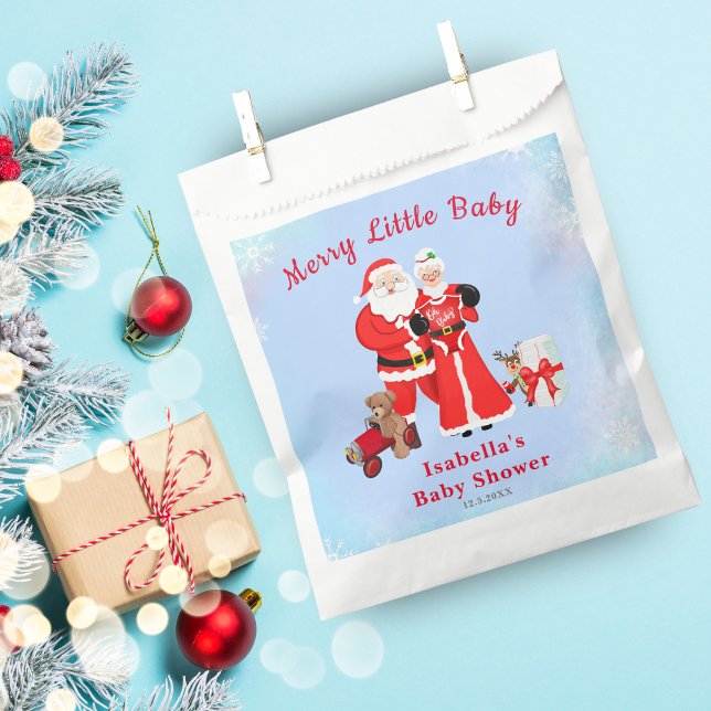 Oh Baby Santa & Mrs Claus Baby Dusche Geschenktütchen (Ignite baby shower magic with our Santa-themed favor bag, combining joy and anticipation effortless.)