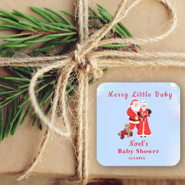 Oh Baby Santa & Mrs Claus Baby Dusche Quadratischer Aufkleber