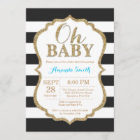 Oh Baby-Schwarzes und GoldBabyparty-Einladung