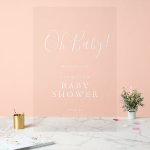 Oh, Baby! Script Baby Dusche Willkommen Weiß Acrylschild