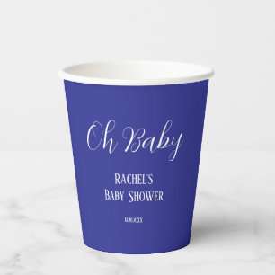 Oh Baby Script Boys Girls Baby Dusche Deep Blue Pappbecher