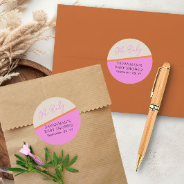 Oh Baby Script hell Rosa und Orange Tricolor Runder Aufkleber