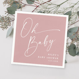 Oh Baby Script Modern Dusty Pink Baby Dusche Serviette