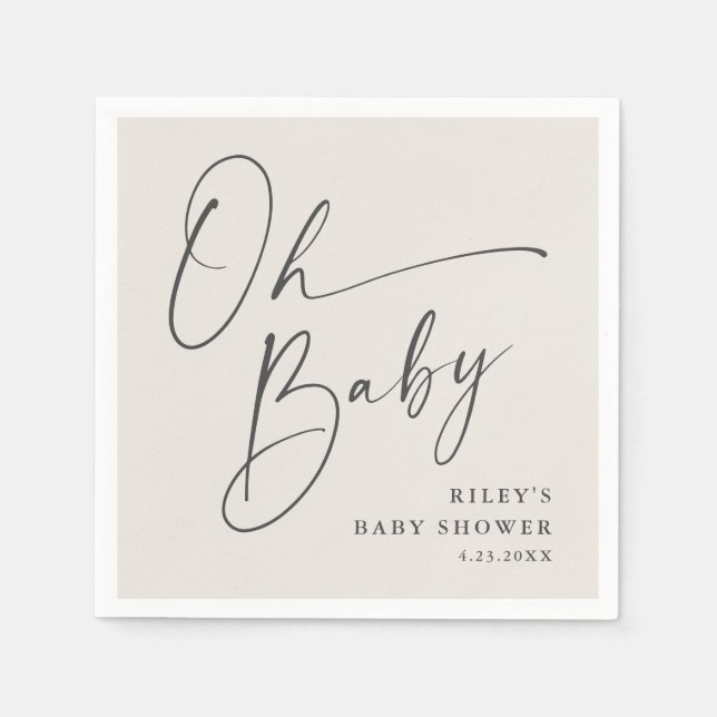Oh Baby Script moderne Gender Neutral Baby Dusche Serviette (Vorderseite)