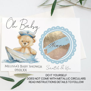 Oh Baby Segler Ozean Baby Shower DIY Kratzkarte Ankündigungspostkarte