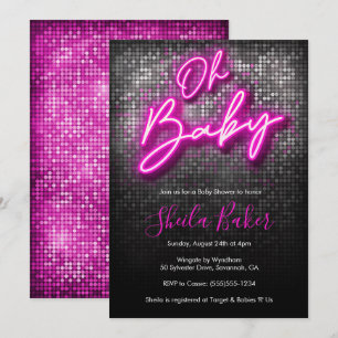 Oh Baby Shimmer Neon Babydusche Einladung