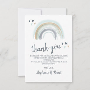 Oh Baby Shower Blau Boho Regenbogen Danke