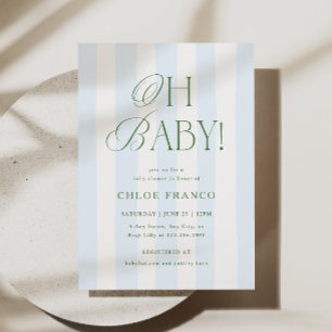 Oh Baby Shower Einladung Klassische Vornehme Strei