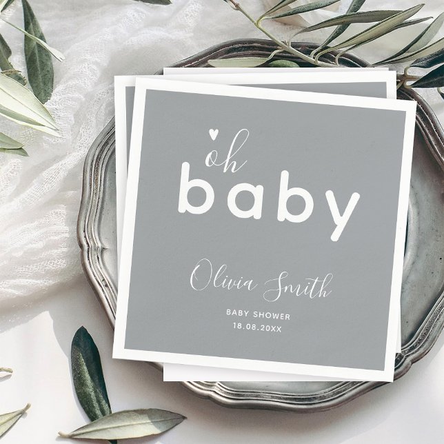 Oh Baby Shower Gray Serviette (Von Creator hochgeladen)