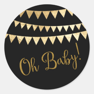 Oh Baby Shower Runder Aufkleber