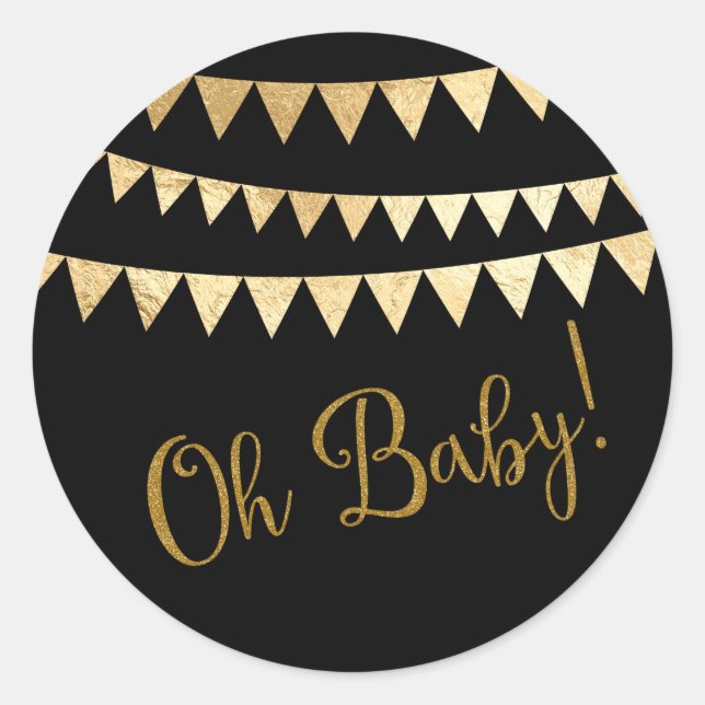 Oh Baby Shower Runder Aufkleber (Vorderseite)