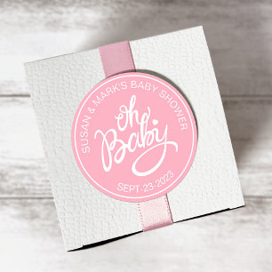 Oh Baby Shower Sticker - Baby Girl