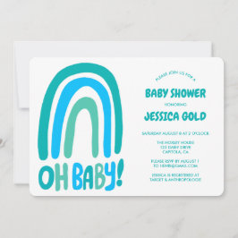 OH BABY SHOWER Sweet Blue Rainbow CUSTOM Einladung