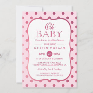 Oh Baby Shower Trendy Pink Glitzer Polka Dots Einladung