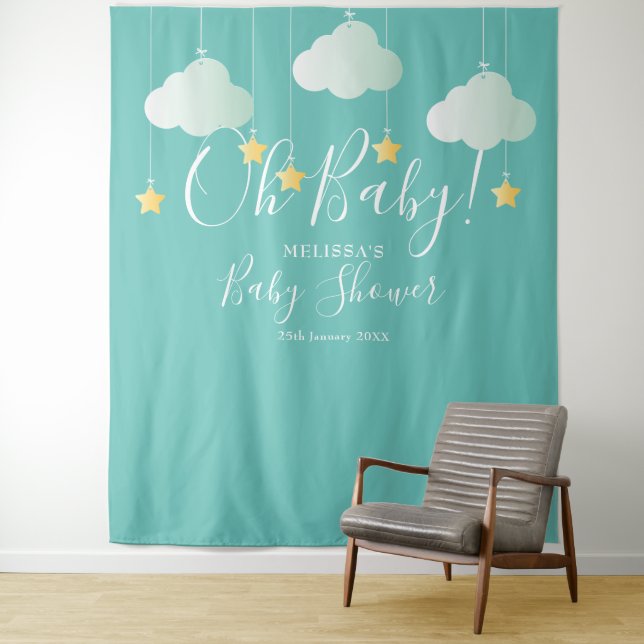 Oh Baby Shower Twinkle Stars Foto Stand Hintergrun Wandteppich (Beispiel)