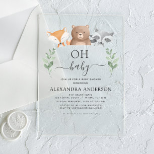 Oh Baby Shower Waldgrün Acryleinladungen