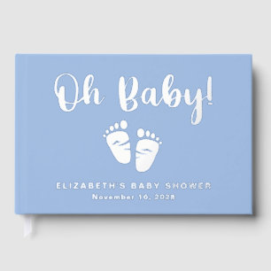 Oh Baby Silver Foil Blue Baby Feet Boy Dusche Gästebuch