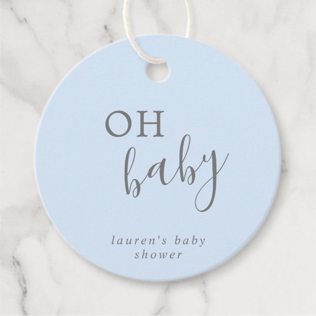 Oh Baby Simple Blue und Gray Boy Baby Shower Geschenkanhänger (Vorderseite)