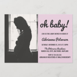 Oh Baby Simple Pink Baby Dusche Foto Zickzack Einladung