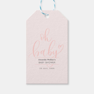 Oh Baby Simple Pink Script Favor Gift Tags Geschenkanhänger