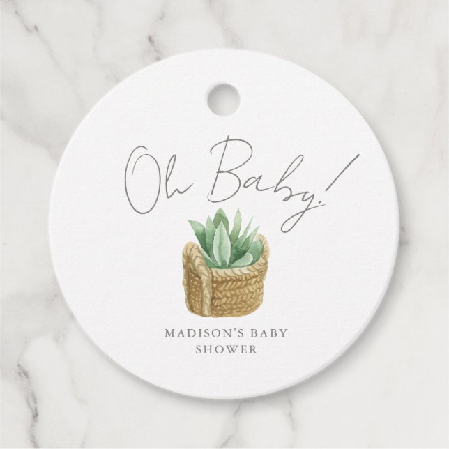 Oh Baby Simple Succulent Baby Dusche Geschenkanhänger (Vorderseite)
