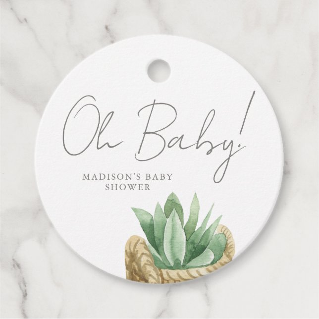 Oh Baby Simple Succulent Baby Dusche Geschenkanhänger (Vorderseite)
