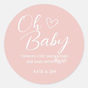Oh Baby Soft Blush Pink Danke Babydusche Runder Aufkleber