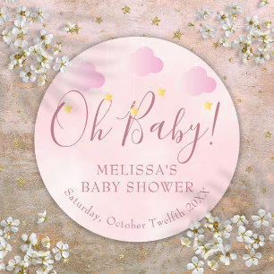 Oh Baby Soft Pink Twinkle Twinkle Baby Shower Runder Aufkleber